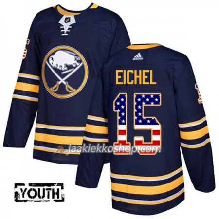 Lapsille NHL Buffalo Sabres Pelipaita Jack Eichel 15 Adidas 2017-2018 Marine Sininen USA Flag Fashion Authentic